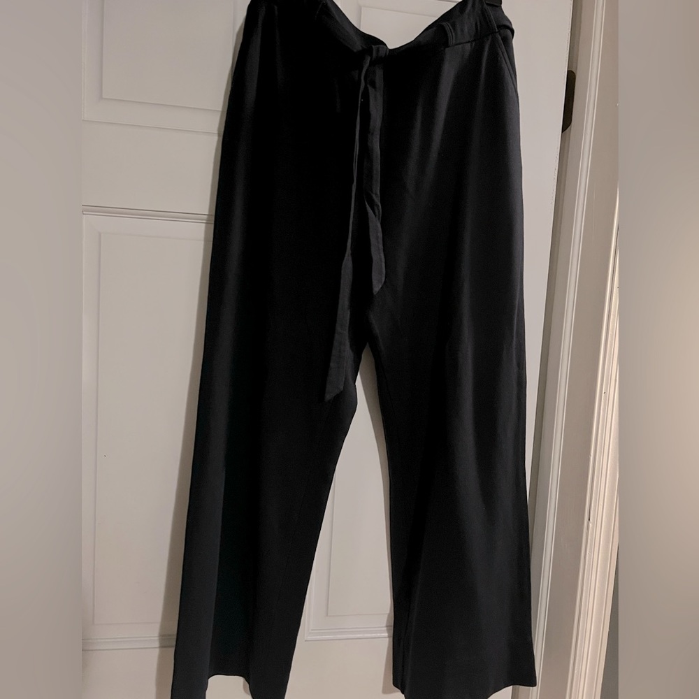 CAbi Easy Crop Pant Classic Navy Blue Tie Waist Belt